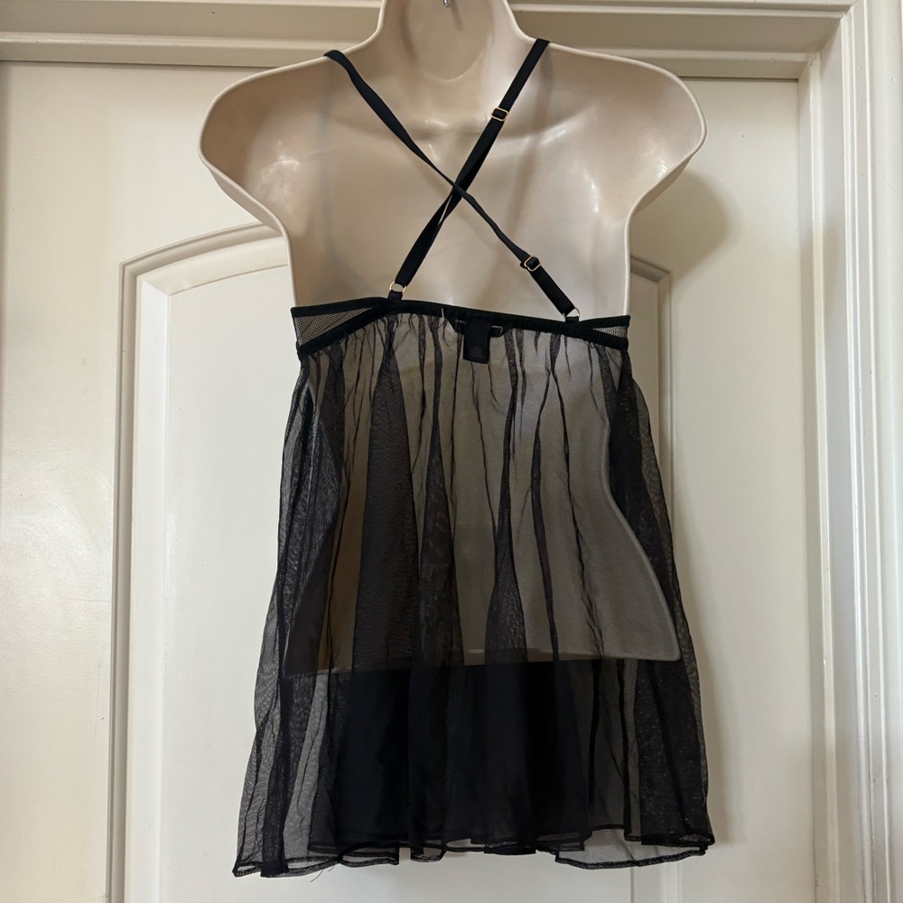 Victoria's Secret Black Strappy Cami‎ Lace Babydoll Teddy Lingerie Y2K - Picture 3 of 3